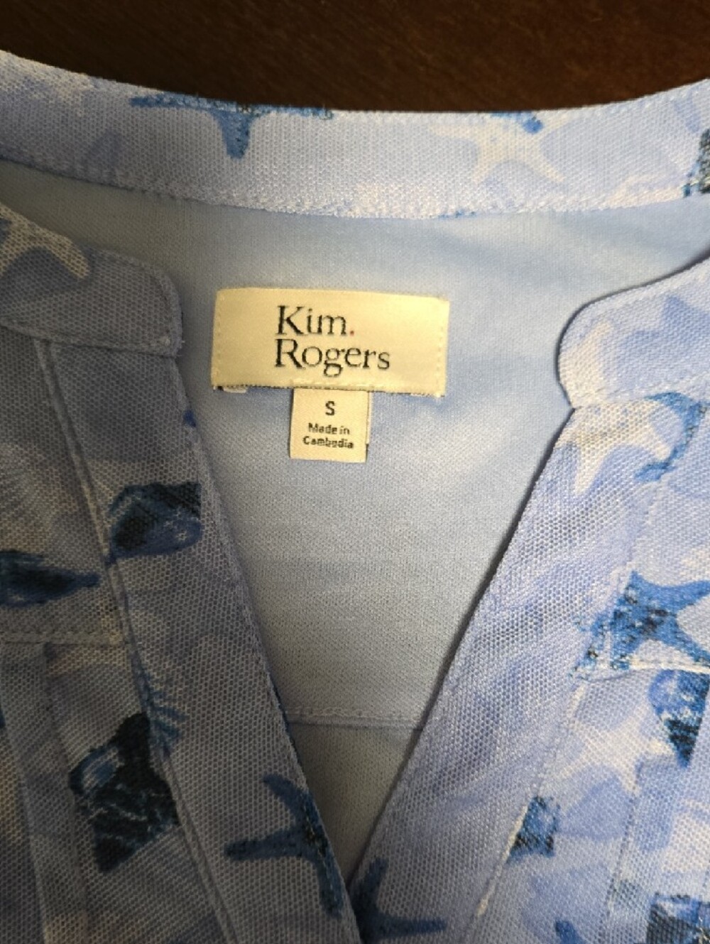 Kim Rogers Light Blue Seashell & Starfish Button-Front Top - Picture 2 of 3